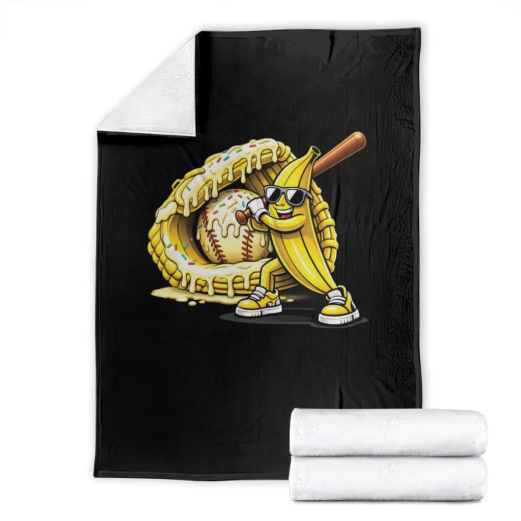 Baseball Banana Throw Blanket Funny Baseball Glove Drip Kids Youth Boys Girls