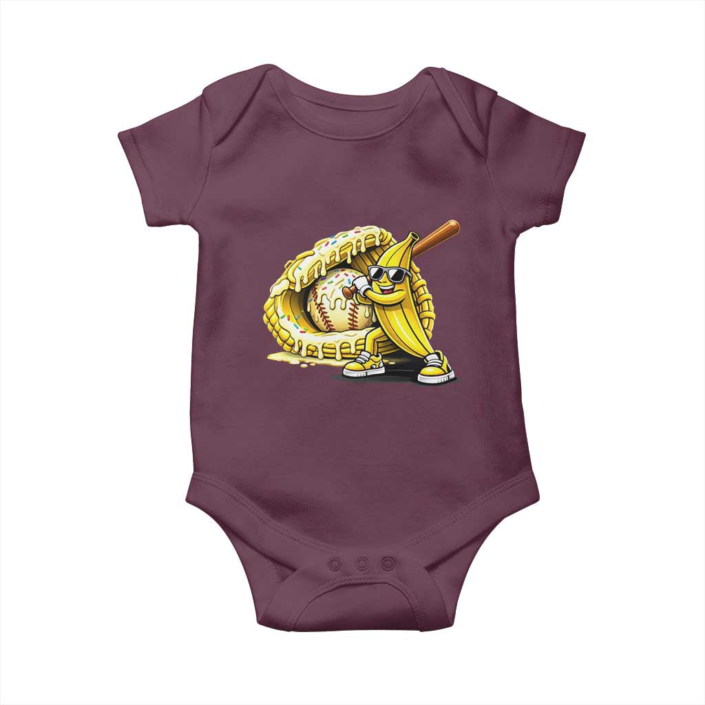 Baseball Banana Baby Onesie Funny Baseball Glove Drip Kids Youth Boys Girls