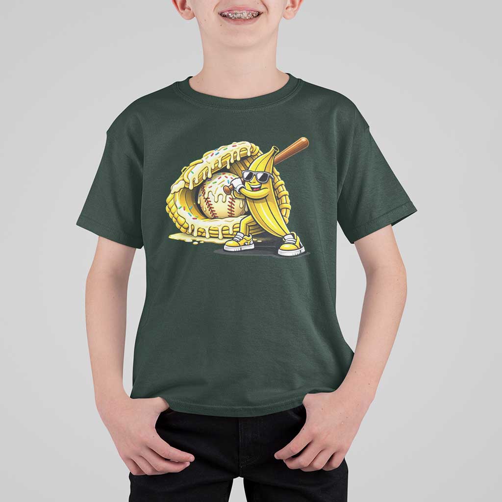 Baseball Banana T Shirt For Kid Funny Baseball Glove Drip Kids Youth Boys Girls