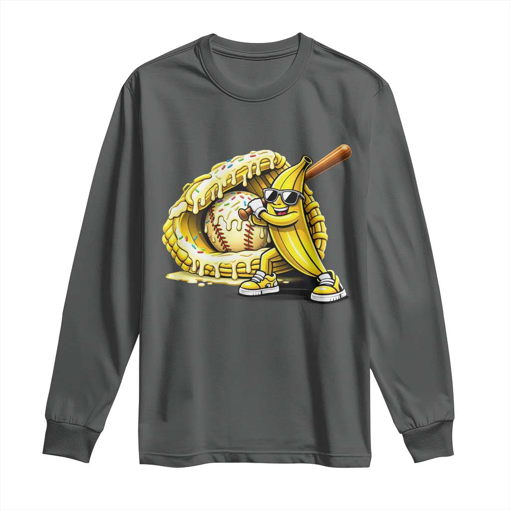 Baseball Banana Long Sleeve Shirt Funny Baseball Glove Drip Kids Youth Boys Girls