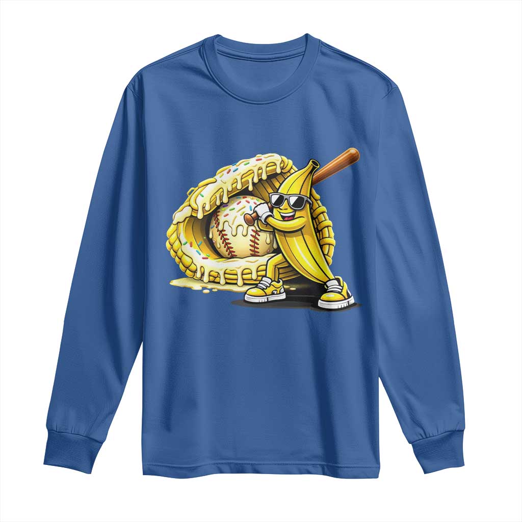 Baseball Banana Long Sleeve Shirt Funny Baseball Glove Drip Kids Youth Boys Girls