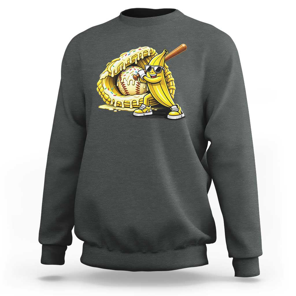 Baseball Banana Sweatshirt Funny Baseball Glove Drip Kids Youth Boys Girls