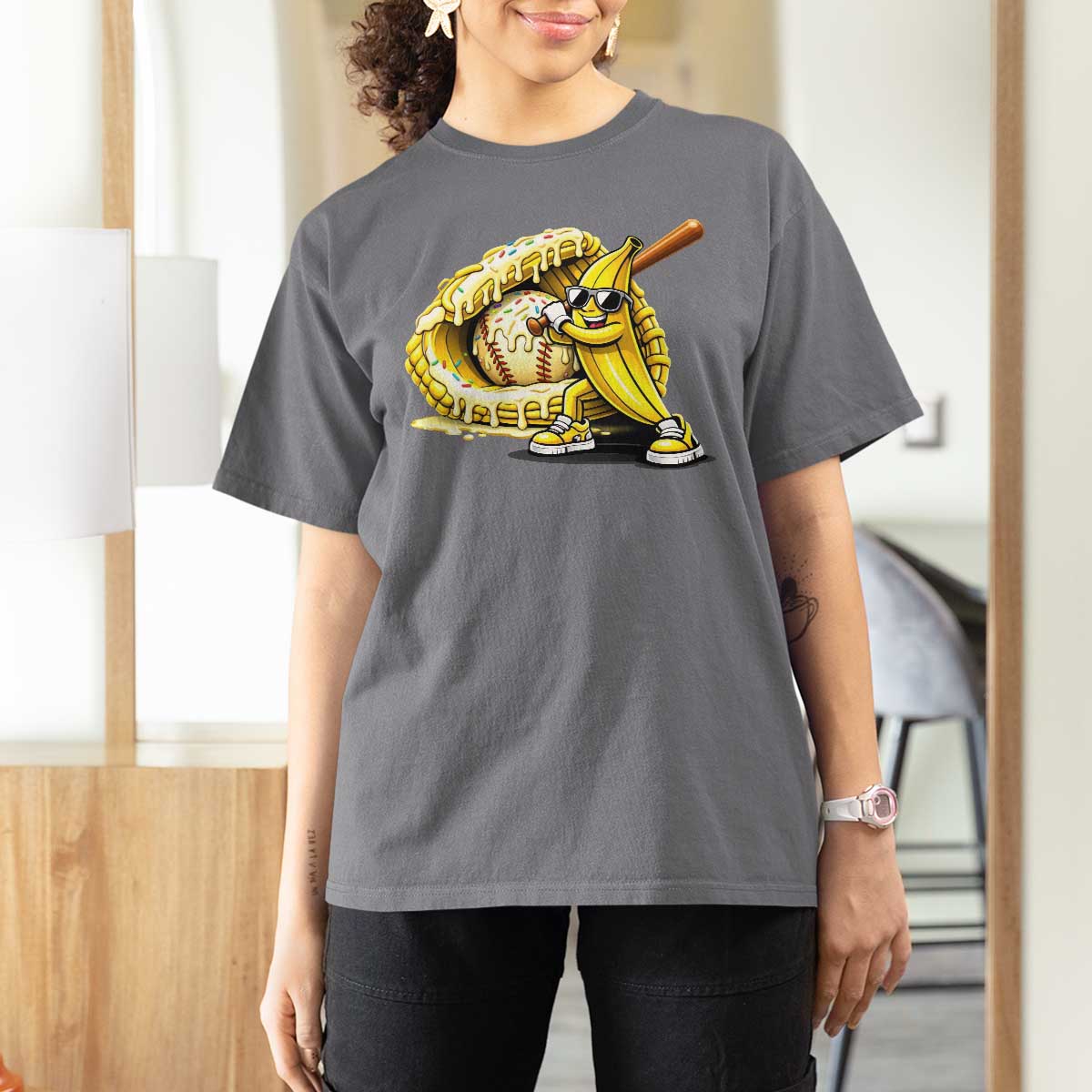 Baseball Banana T Shirt For Women Funny Baseball Glove Drip Kids Youth Boys Girls