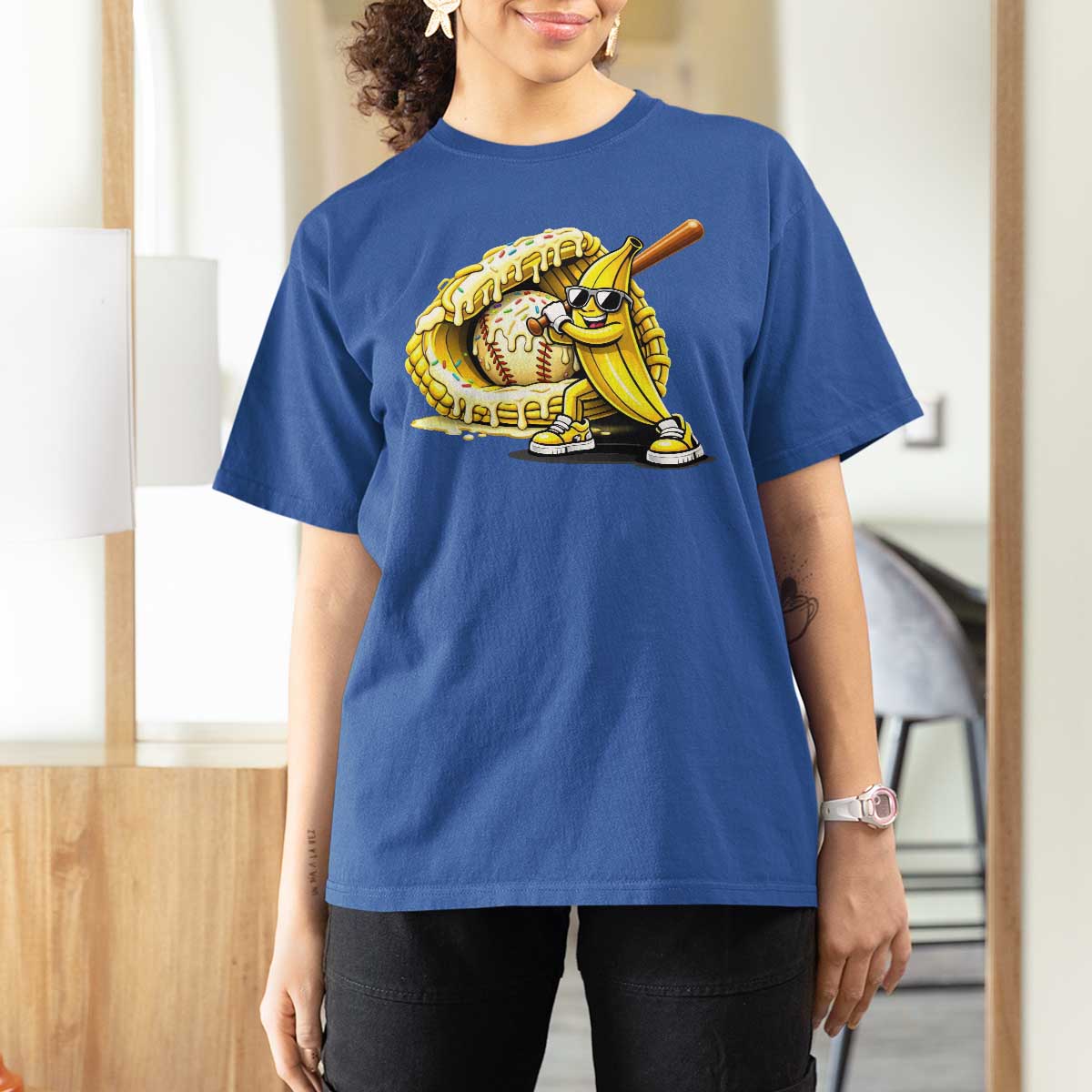 Baseball Banana T Shirt For Women Funny Baseball Glove Drip Kids Youth Boys Girls