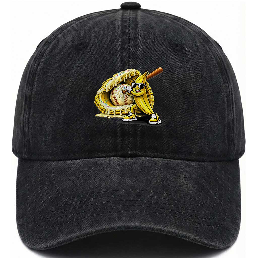 Baseball Banana Washed Cotton Baseball Cap Funny Baseball Glove Drip Kids Youth Boys Girls