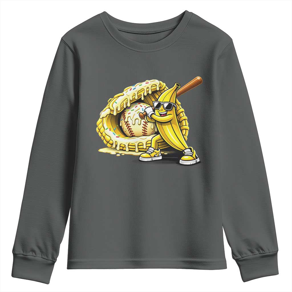 Baseball Banana Youth Sweatshirt Funny Baseball Glove Drip Kids Youth Boys Girls