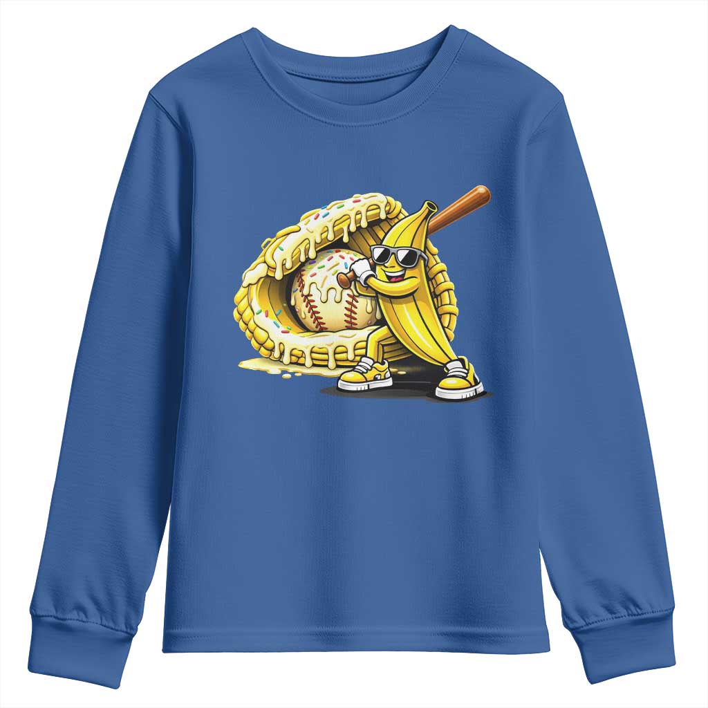 Baseball Banana Youth Sweatshirt Funny Baseball Glove Drip Kids Youth Boys Girls