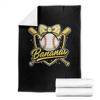 Bananas Coquette Bow Throw Blanket Baseball Bats Banana Lovers Women Girls Kids