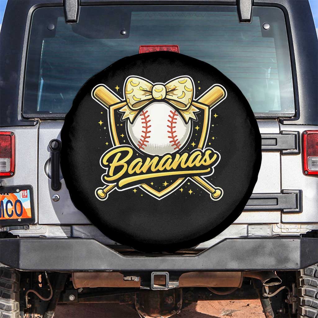 Bananas Coquette Bow Spare Tire Cover Baseball Bats Banana Lovers Women Girls Kids