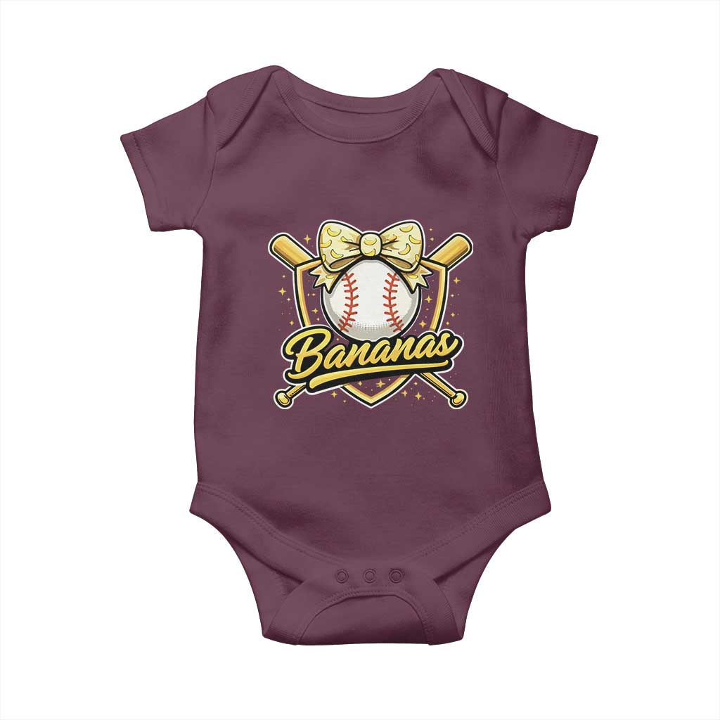 Bananas Coquette Bow Baby Onesie Baseball Bats Banana Lovers Women Girls Kids