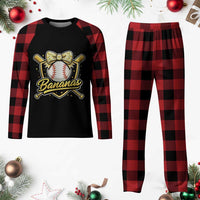 Bananas Coquette Bow Plaid Pajama Set Baseball Bats Banana Lovers Women Girls Kids