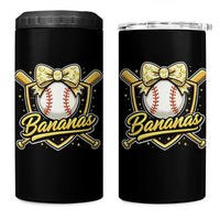 Bananas Coquette Bow 4 in 1 Can Cooler Tumbler Baseball Bats Banana Lovers Women Girls Kids