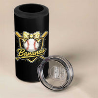 Bananas Coquette Bow 4 in 1 Can Cooler Tumbler Baseball Bats Banana Lovers Women Girls Kids