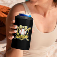 Bananas Coquette Bow 4 in 1 Can Cooler Tumbler Baseball Bats Banana Lovers Women Girls Kids