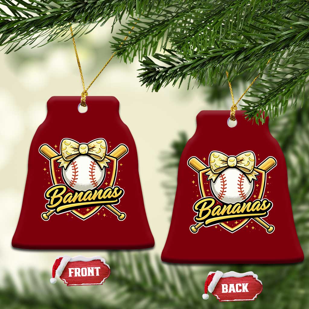Bananas Coquette Bow Ceramic Ornament Baseball Bats Banana Lovers Women Girls Kids