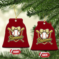 Bananas Coquette Bow Ceramic Ornament Baseball Bats Banana Lovers Women Girls Kids