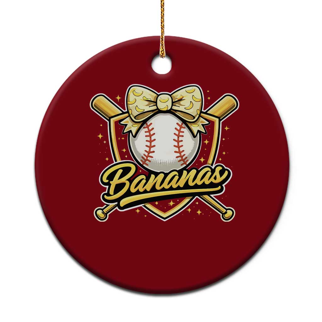 Bananas Coquette Bow Ceramic Ornament Baseball Bats Banana Lovers Women Girls Kids