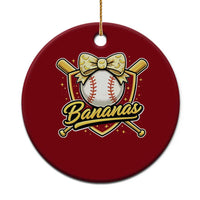 Bananas Coquette Bow Ceramic Ornament Baseball Bats Banana Lovers Women Girls Kids