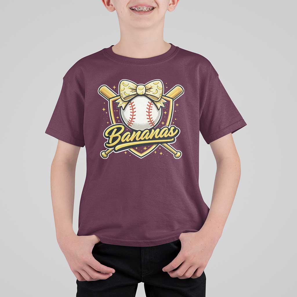 Bananas Coquette Bow T Shirt For Kid Baseball Bats Banana Lovers Women Girls Kids
