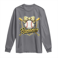 Bananas Coquette Bow Long Sleeve Shirt Baseball Bats Banana Lovers Women Girls Kids