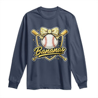 Bananas Coquette Bow Long Sleeve Shirt Baseball Bats Banana Lovers Women Girls Kids