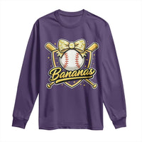Bananas Coquette Bow Long Sleeve Shirt Baseball Bats Banana Lovers Women Girls Kids