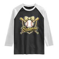 Bananas Coquette Bow Raglan Shirt Baseball Bats Banana Lovers Women Girls Kids