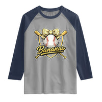 Bananas Coquette Bow Raglan Shirt Baseball Bats Banana Lovers Women Girls Kids