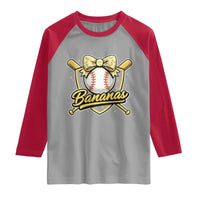 Bananas Coquette Bow Raglan Shirt Baseball Bats Banana Lovers Women Girls Kids