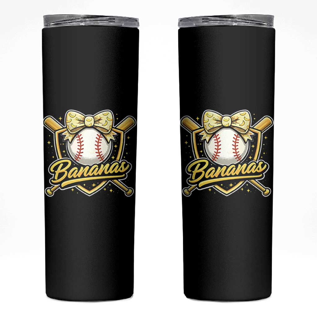 Bananas Coquette Bow Skinny Tumbler Baseball Bats Banana Lovers Women Girls Kids
