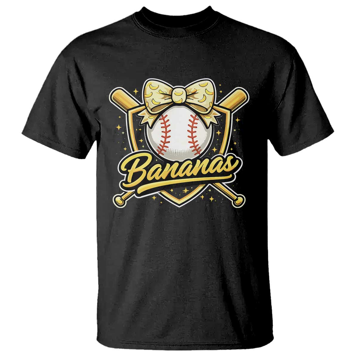 Bananas Coquette Bow T Shirt Baseball Bats Banana Lovers Women Girls Kids