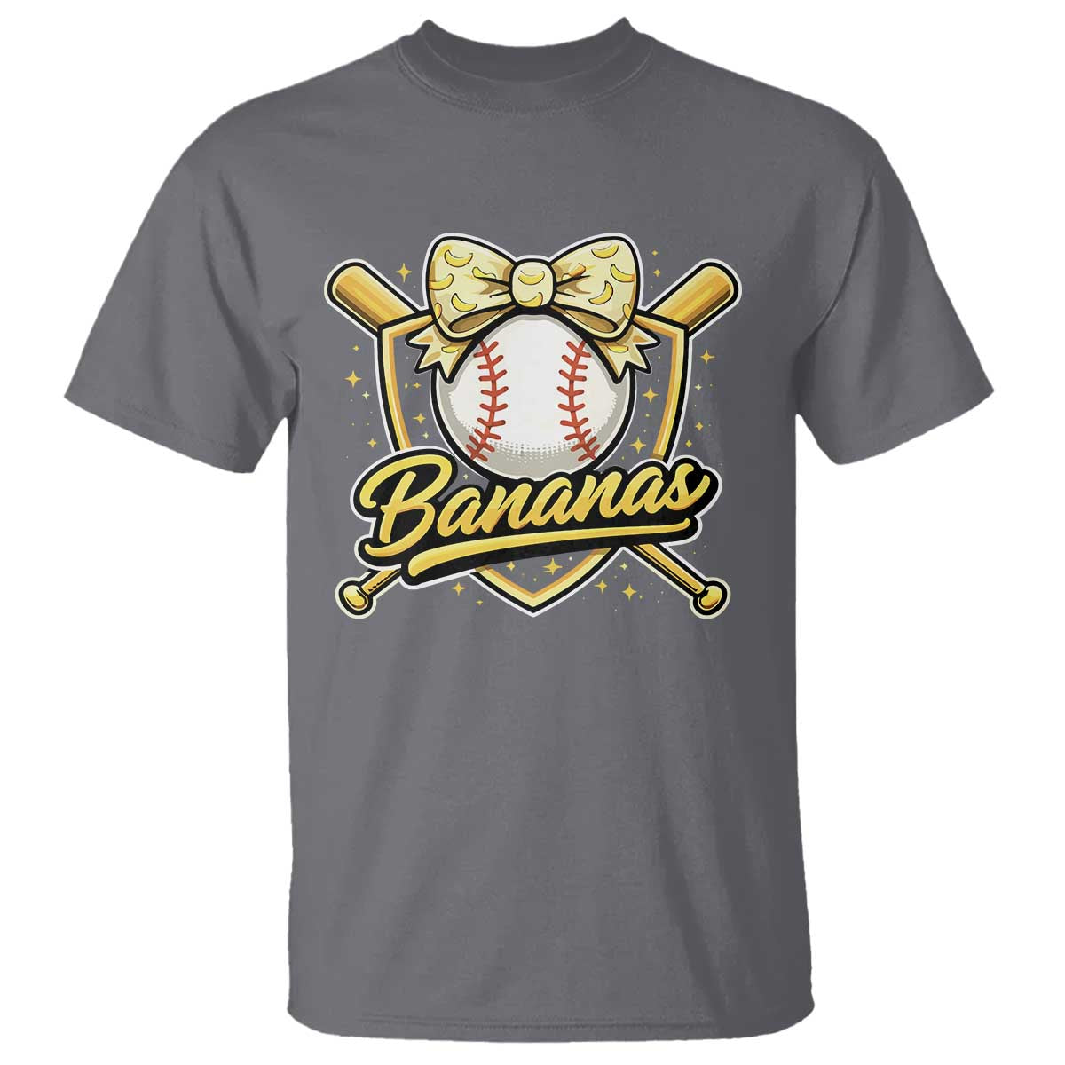Bananas Coquette Bow T Shirt Baseball Bats Banana Lovers Women Girls Kids