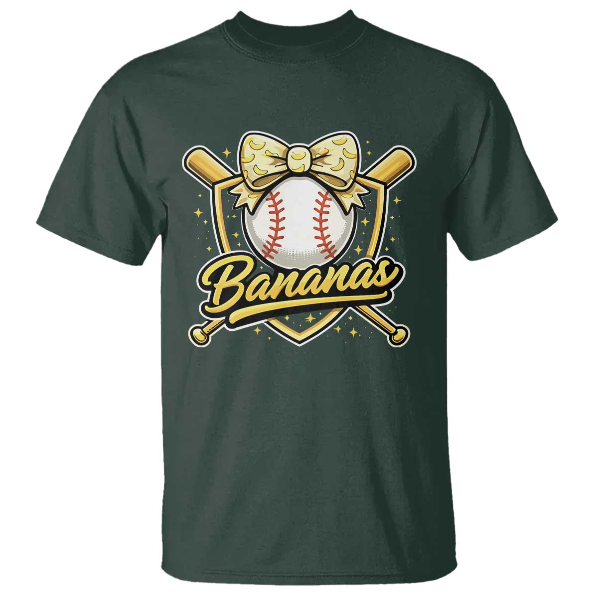 Bananas Coquette Bow T Shirt Baseball Bats Banana Lovers Women Girls Kids