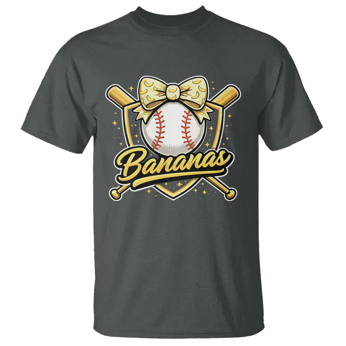 Bananas Coquette Bow T Shirt Baseball Bats Banana Lovers Women Girls Kids