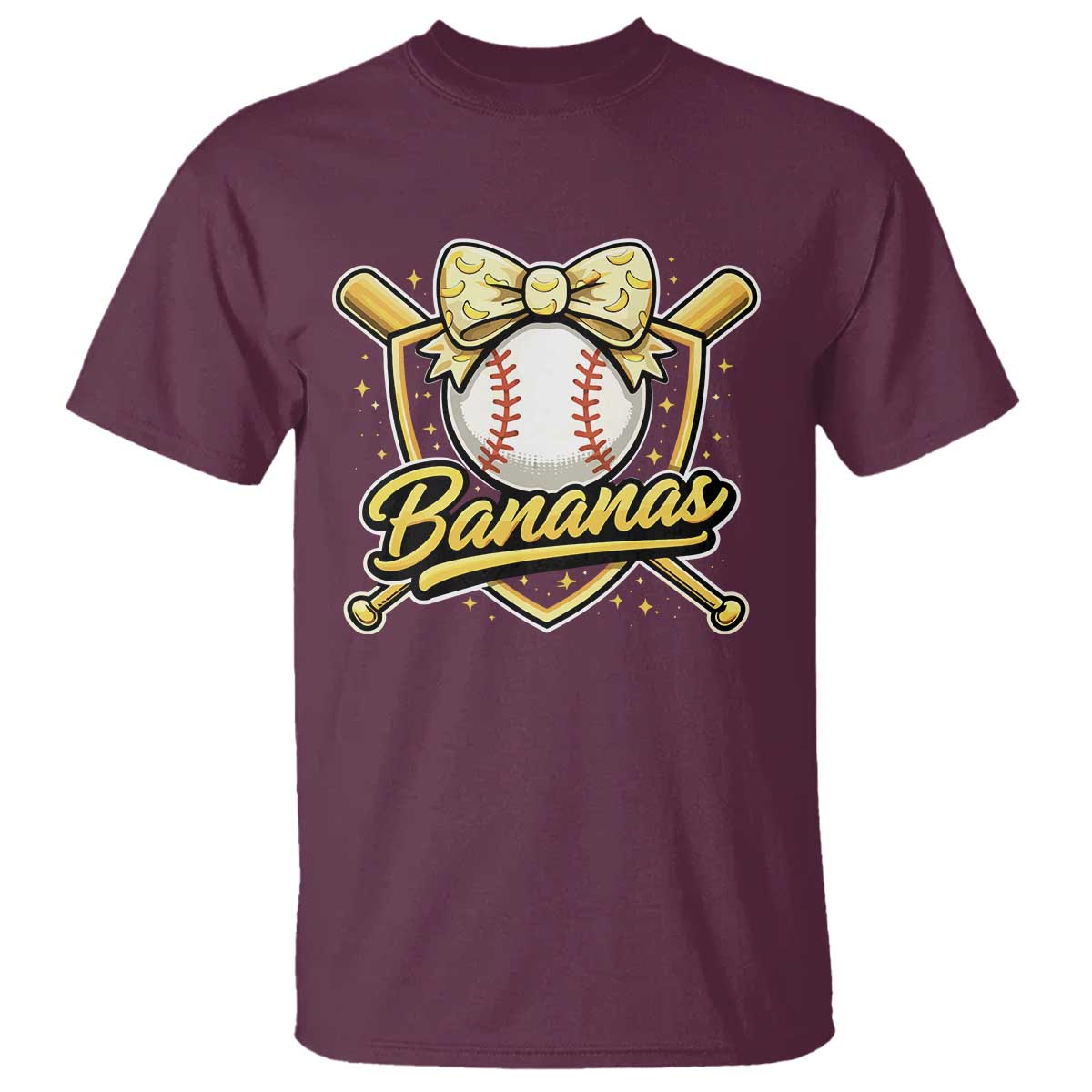 Bananas Coquette Bow T Shirt Baseball Bats Banana Lovers Women Girls Kids