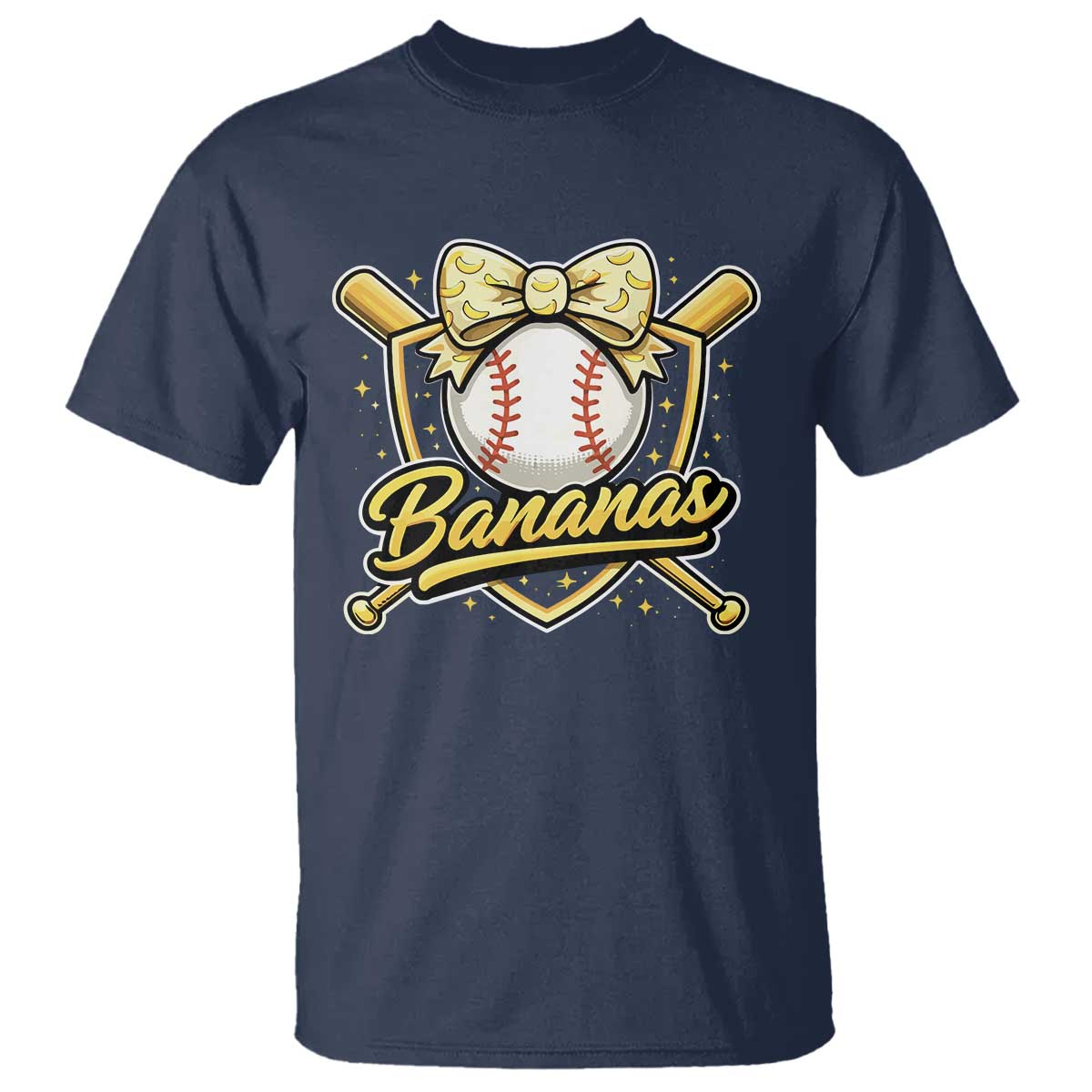 Bananas Coquette Bow T Shirt Baseball Bats Banana Lovers Women Girls Kids