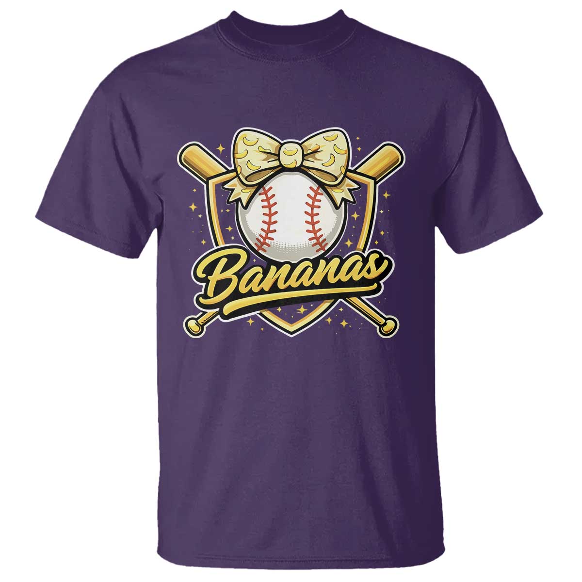 Bananas Coquette Bow T Shirt Baseball Bats Banana Lovers Women Girls Kids