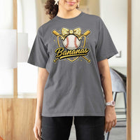 Bananas Coquette Bow T Shirt For Women Baseball Bats Banana Lovers Women Girls Kids