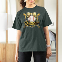 Bananas Coquette Bow T Shirt For Women Baseball Bats Banana Lovers Women Girls Kids