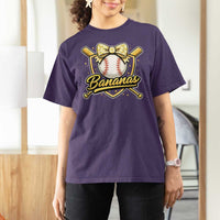 Bananas Coquette Bow T Shirt For Women Baseball Bats Banana Lovers Women Girls Kids
