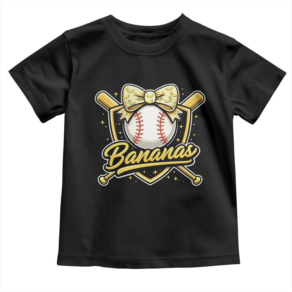 Bananas Coquette Bow Toddler T Shirt Baseball Bats Banana Lovers Women Girls Kids