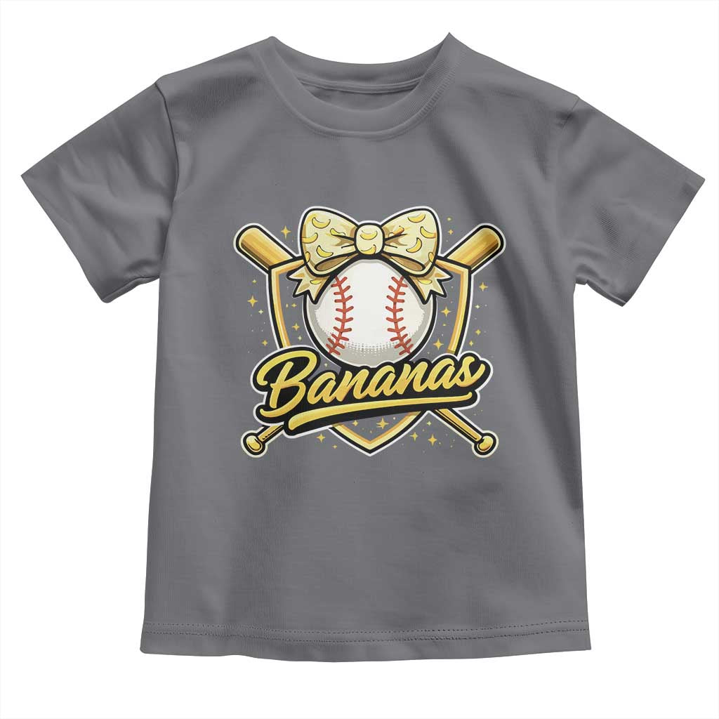 Bananas Coquette Bow Toddler T Shirt Baseball Bats Banana Lovers Women Girls Kids