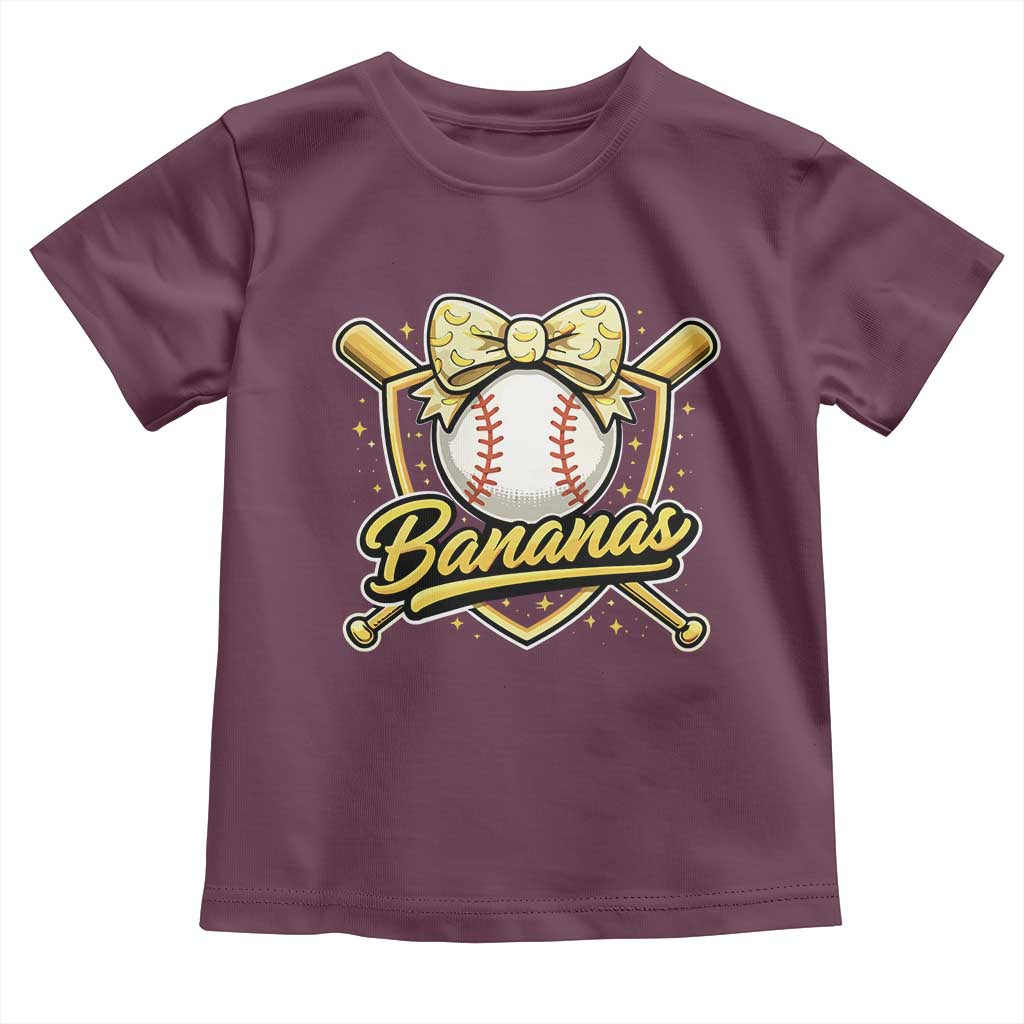 Bananas Coquette Bow Toddler T Shirt Baseball Bats Banana Lovers Women Girls Kids