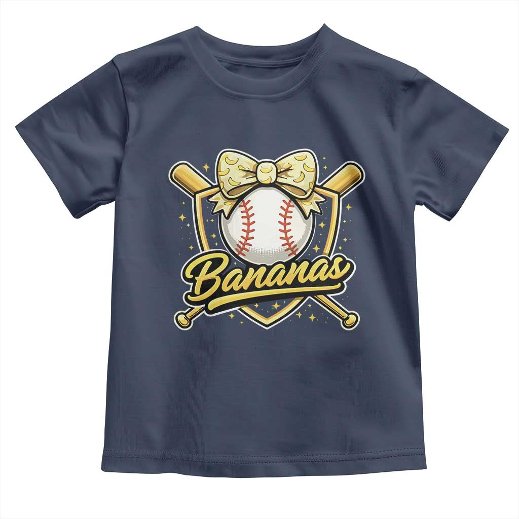 Bananas Coquette Bow Toddler T Shirt Baseball Bats Banana Lovers Women Girls Kids