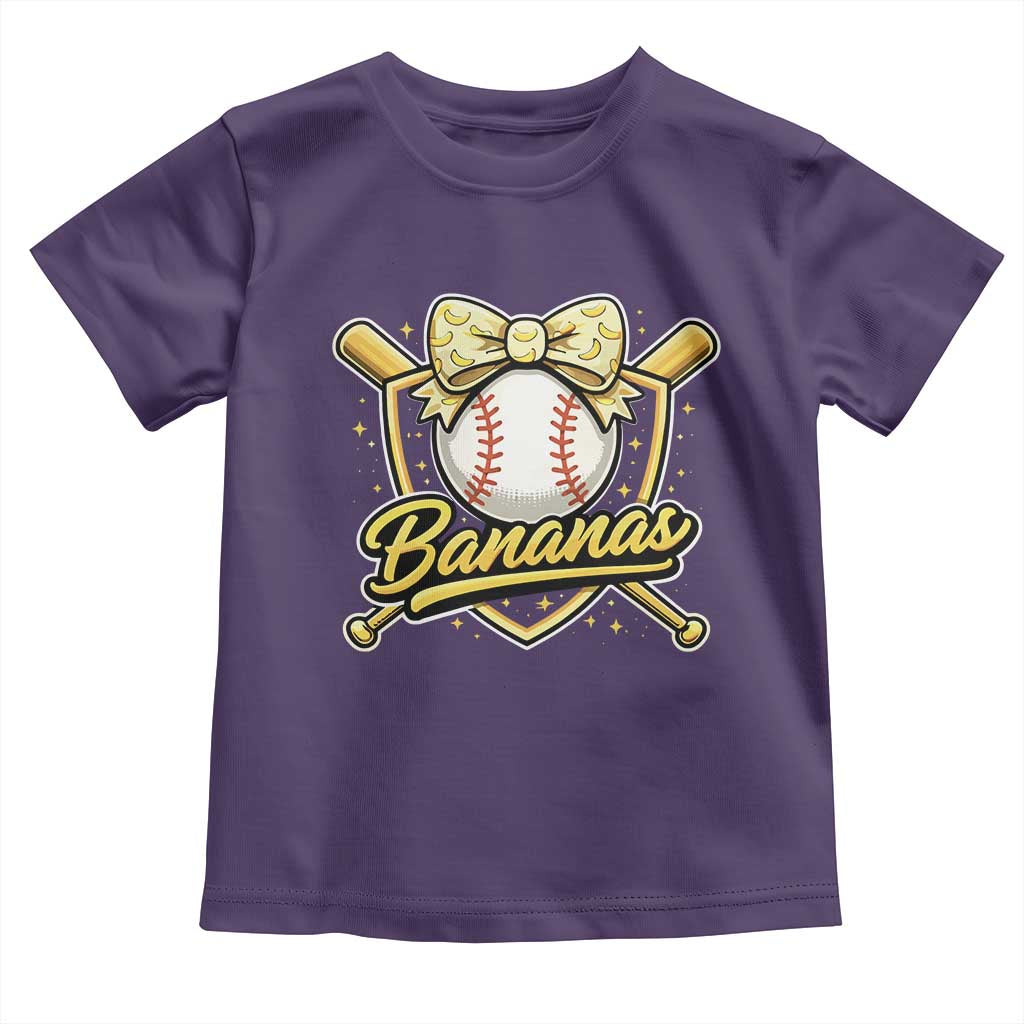 Bananas Coquette Bow Toddler T Shirt Baseball Bats Banana Lovers Women Girls Kids