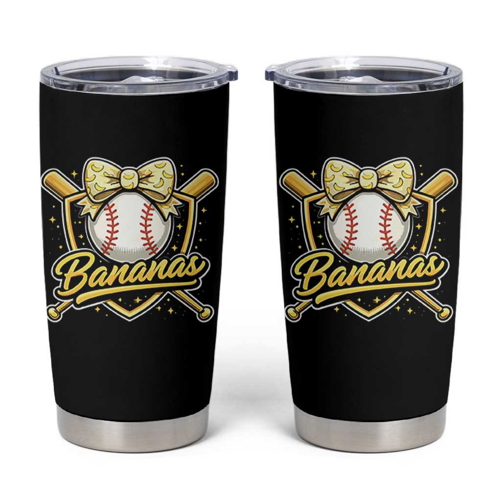 Bananas Coquette Bow Tumbler Cup Baseball Bats Banana Lovers Women Girls Kids