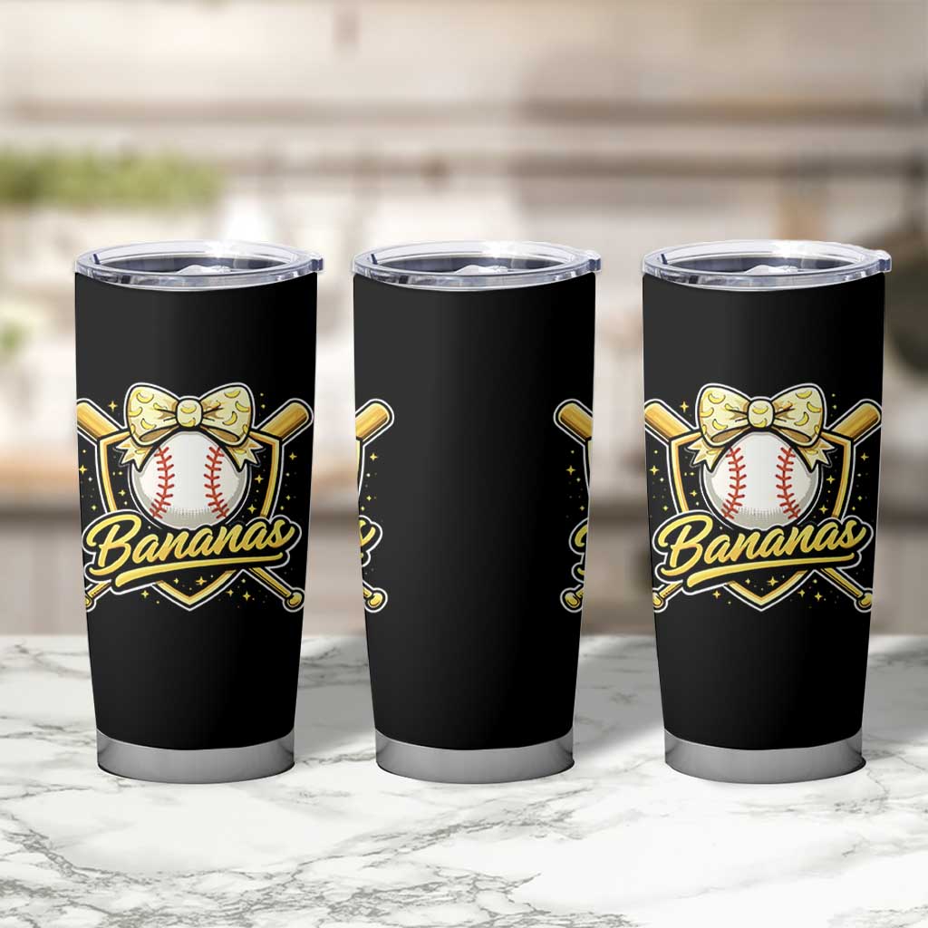 Bananas Coquette Bow Tumbler Cup Baseball Bats Banana Lovers Women Girls Kids