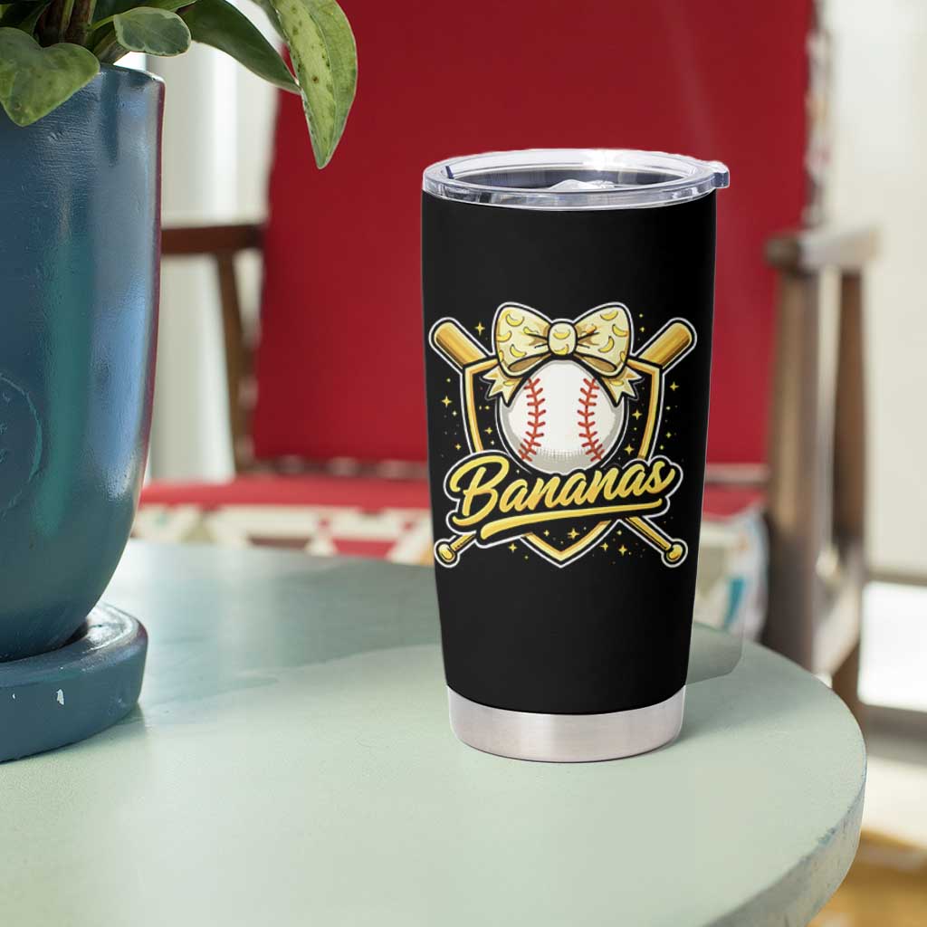 Bananas Coquette Bow Tumbler Cup Baseball Bats Banana Lovers Women Girls Kids
