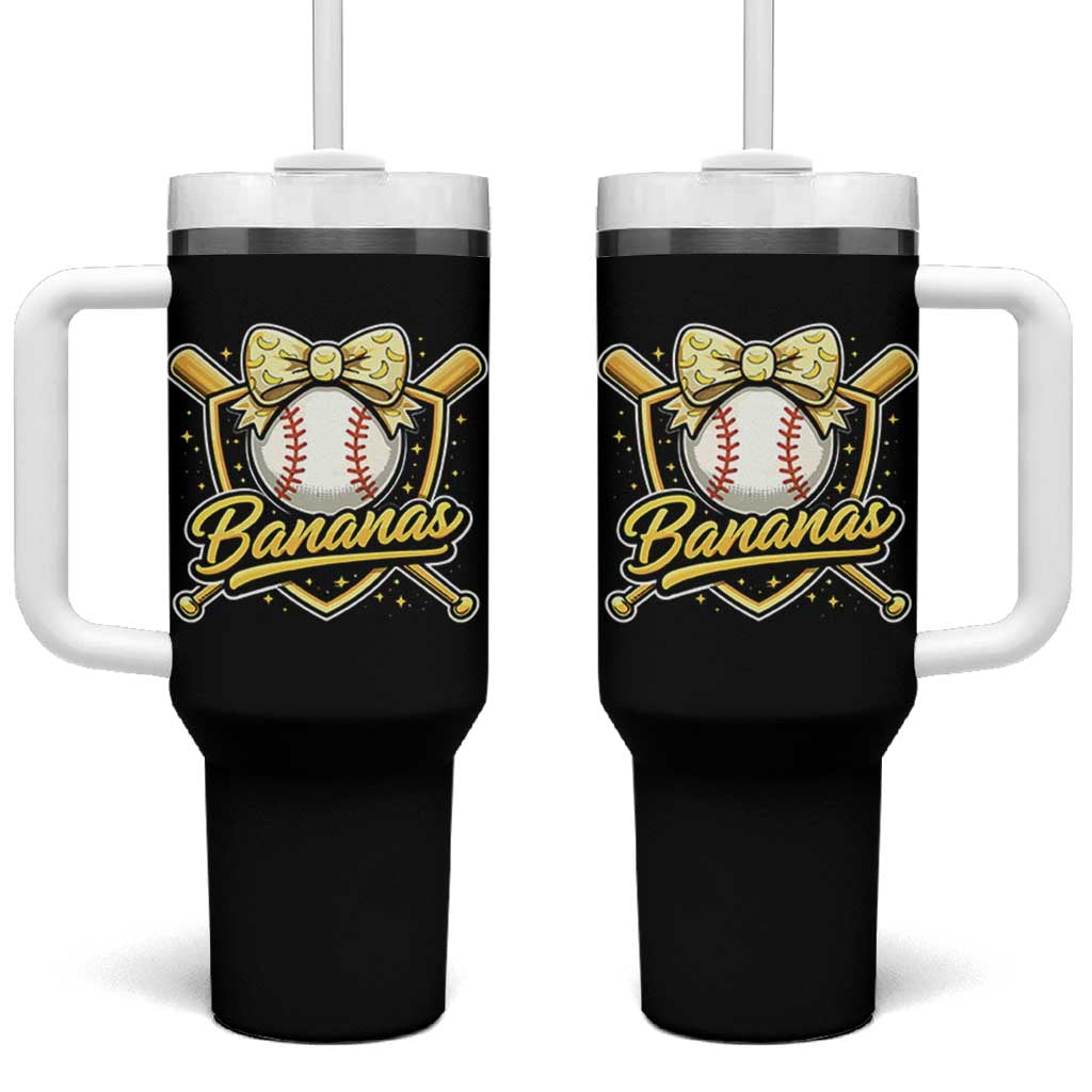 Bananas Coquette Bow Tumbler With Handle Baseball Bats Banana Lovers Women Girls Kids