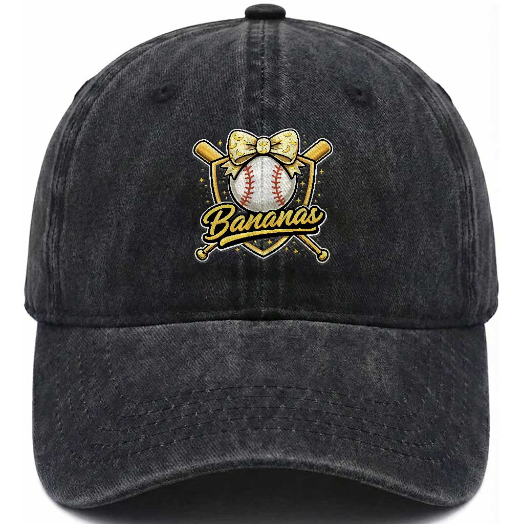 Bananas Coquette Bow Washed Cotton Baseball Cap Baseball Bats Banana Lovers Women Girls Kids